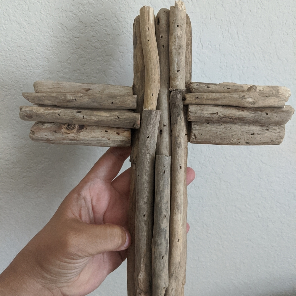 Driftwood cross, rustic barn house cabin decor